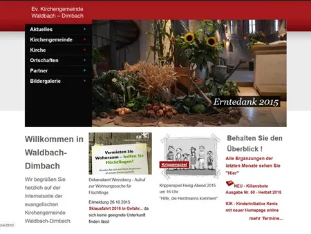 Startseite Homepage kirche-waldbach.de 2015