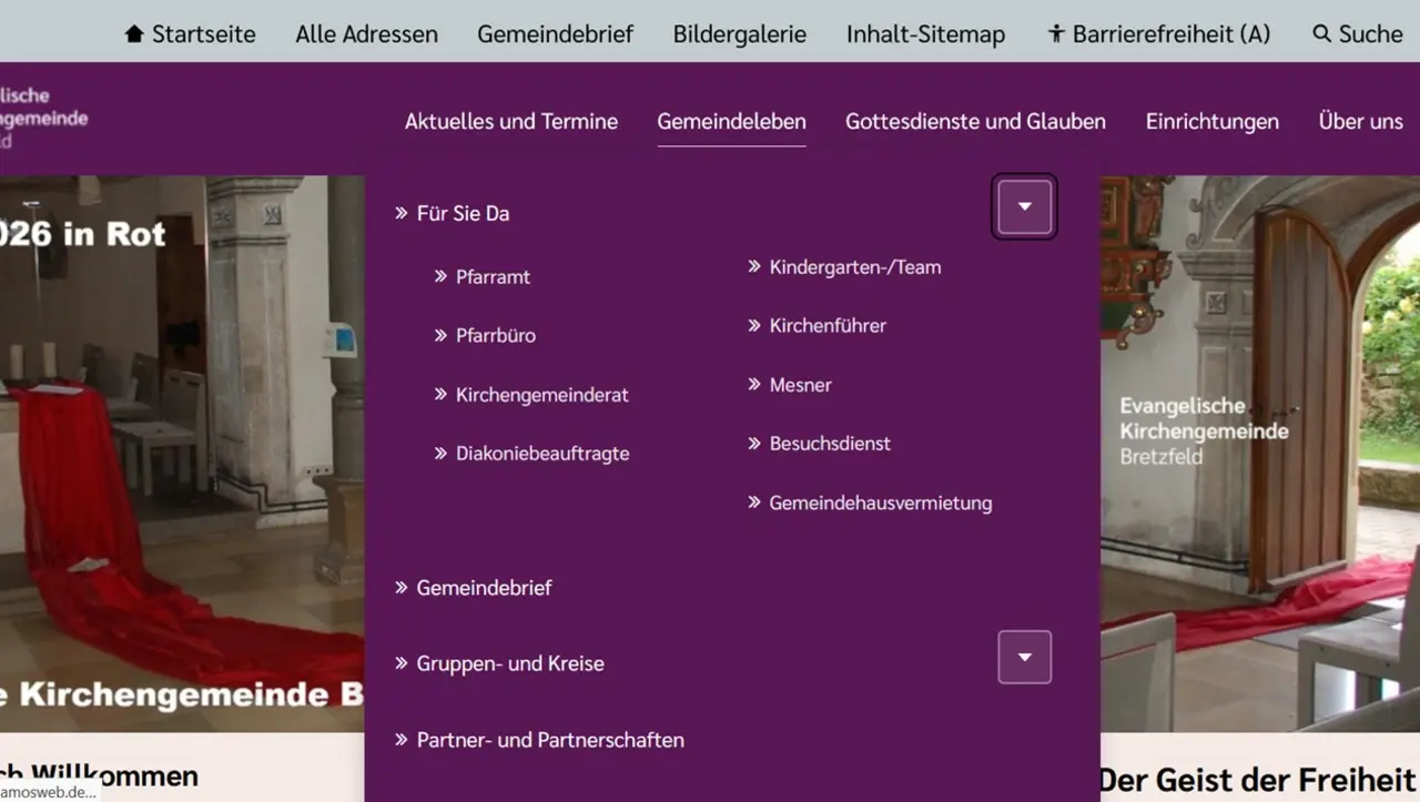 Kommulierte Änderungen Header, Menü, Bild und Menüinhalte