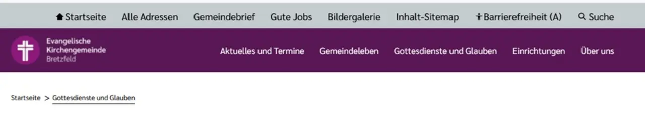 Der Fixed Header im Gemeindebaukasten wird überschrieben